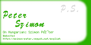 peter szimon business card